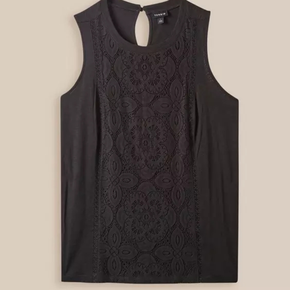 Torrid Dark Sleeveless Lace Detail Top